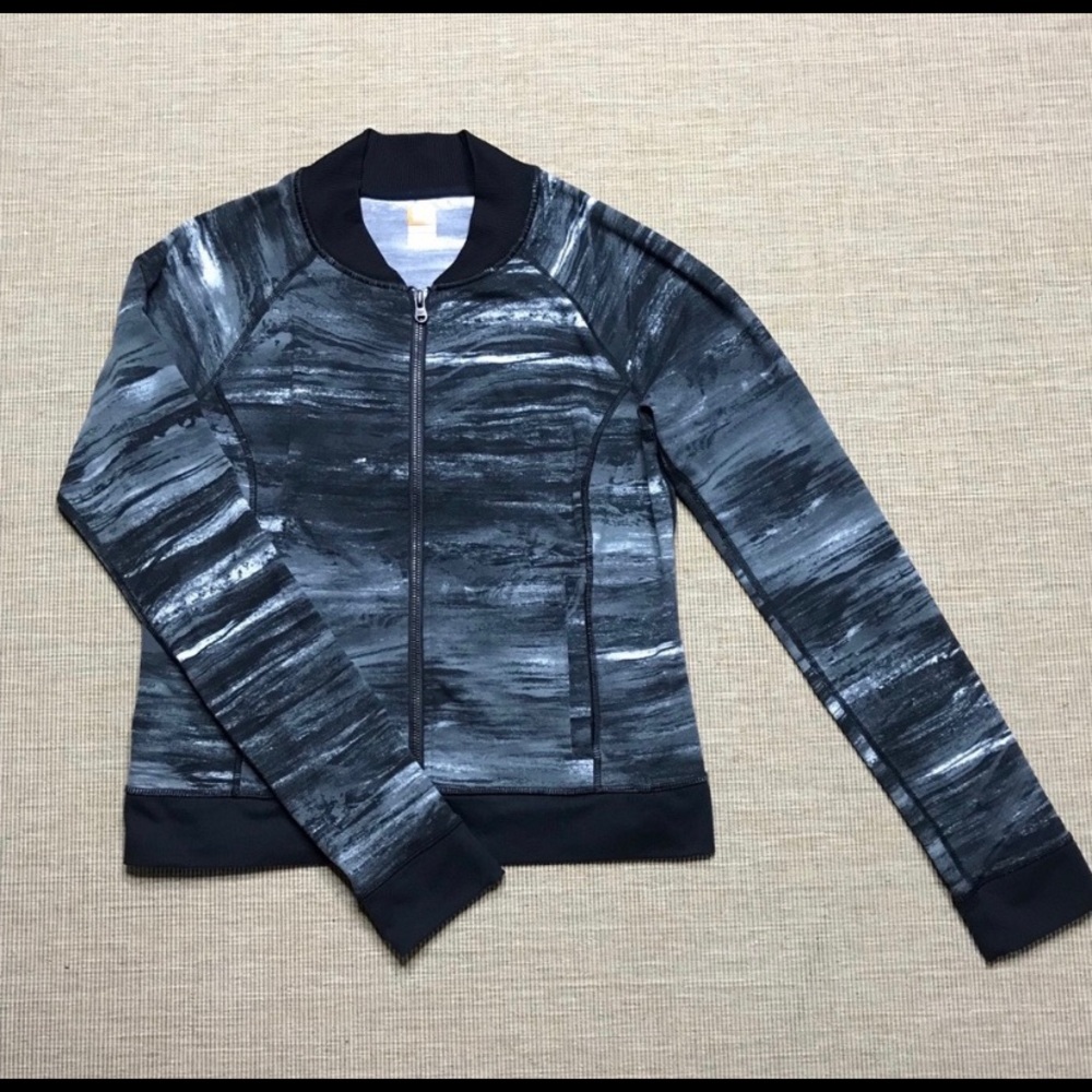 EUC LUCY ZIP BOMBER JACKET black gray MEDIUM